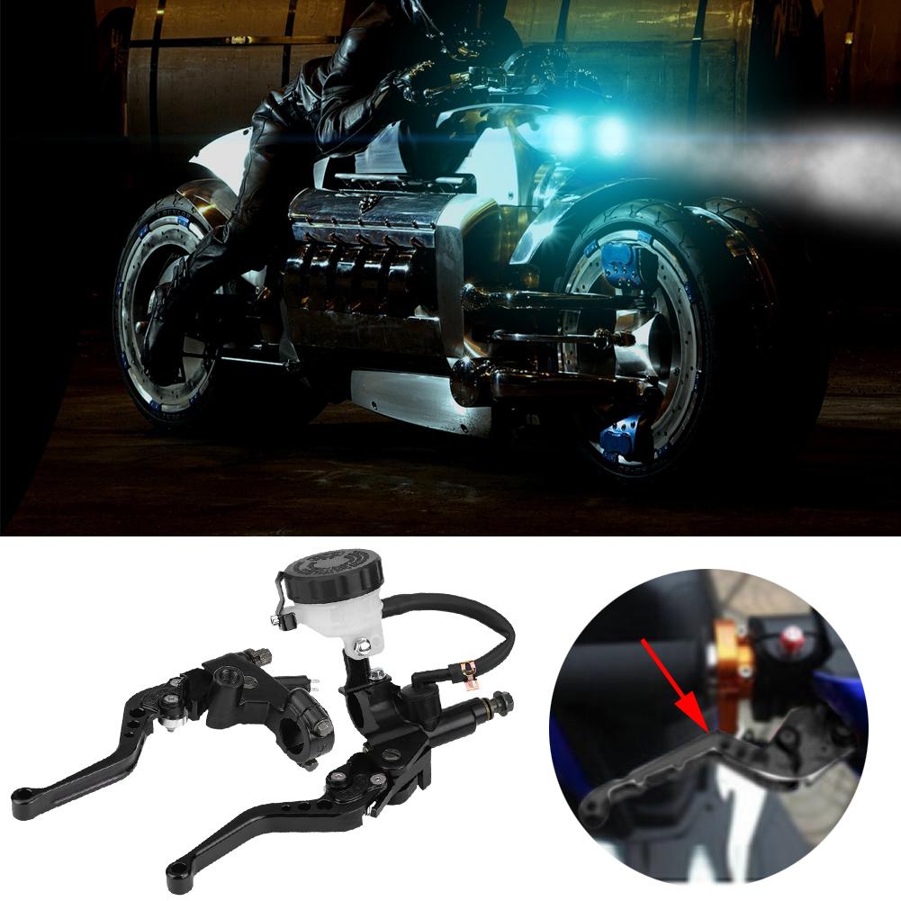 Universal 78"(22mm) Motorcycle Brake Clutch Master Cylinder Reservoir Levers Set Black