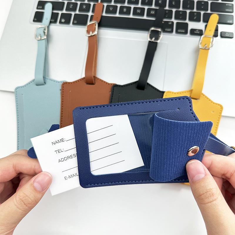 Women Men PU Leather Luggage Tag Suitcase Portable Label Baggage Boarding Bag Tag Name ID Address Holder Travel Accessorie
