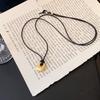 Korean Brushed Pendant Necklace: Women's Long, Versatile Black Cord Sweater Chain