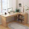 Corner Bookshelf Desk: Student Study & Writing Desk for Bedroom