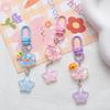5Pcs Keychain Soft Expression Cloud Glitter Star Charm Key Chain Pendant with Alloy Buckle Schoolbag Decoration