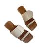 Cowhide version~ Korean square head one-word slippers for women's outer wear 2025 summer new thick-bottomed flat-bottomed sandals half slippers