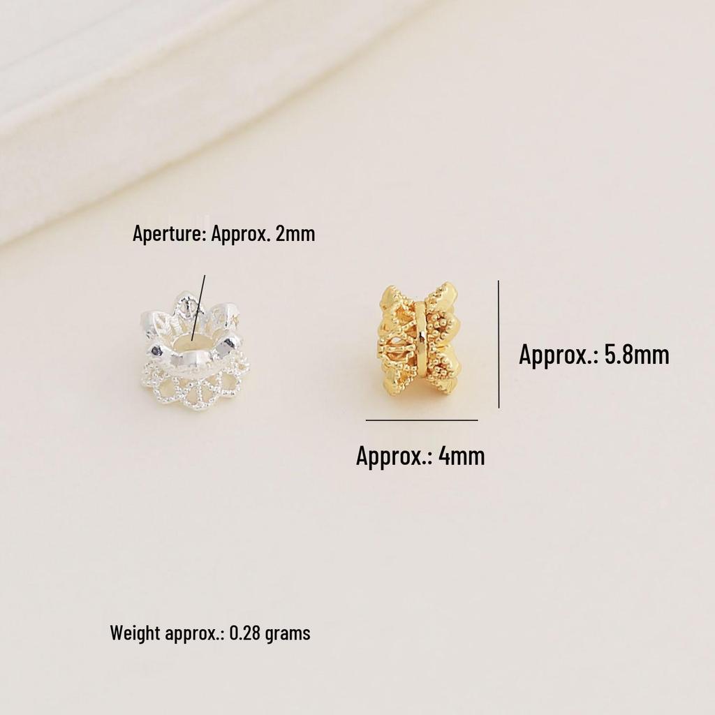 18k Gold-Filled Color-Preserving Hollow Waist Flower Spacer Beads for DIY Double-Sided Crystal Bracelet Jewelry