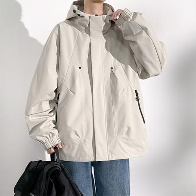 Men's Spring Plus Size Loose Hooded Jacket Outdoor Windproof Waterproof Sports Jacket