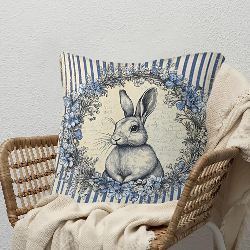 

1 Piece Vintage Easter Bunny, Soft Polyester, Zipper, Machine Washable - Set Sofa and Bedroom Decor 40x40cm/16x16inch