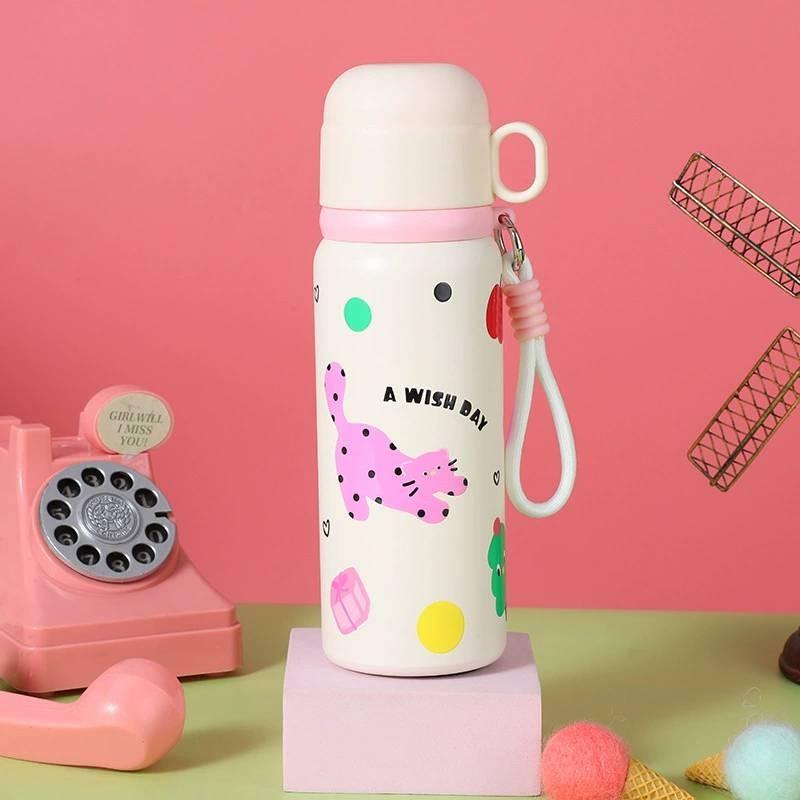 Cute Childrens Insulated Water Bottle With Smart Temperature Display For School And Travel Use