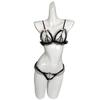 Pearl three-point underwear set, sexy lace open bow, sexy underwear, hot bra.