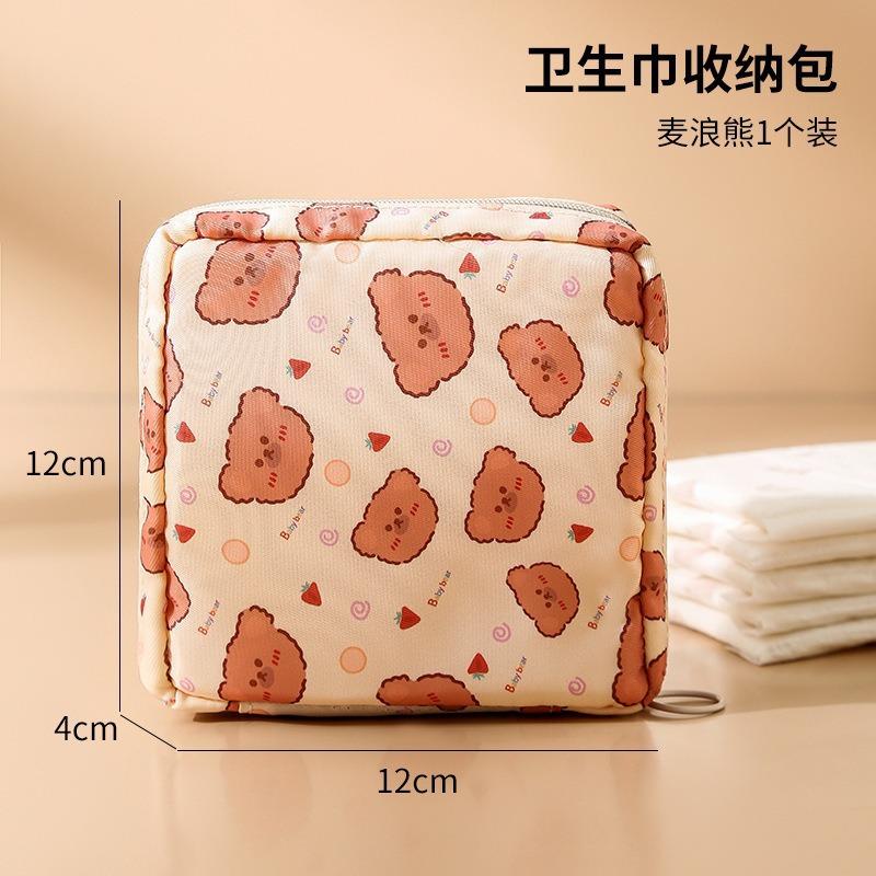 Cartoon Girl's Sanitary Napkin Storage Bag Large Capacity Multi-functional Menstrual Period Bag For Students Hygienic Cotton