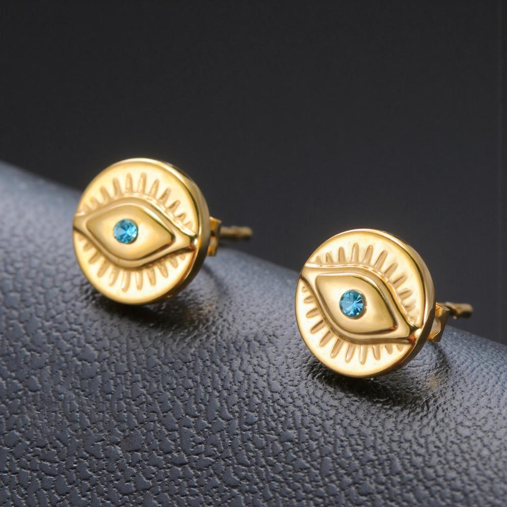 LIKGREAT Trendy Evil Eye Earrings Turkish Nazar Boncuk Protection Stud Earring Stainless Steel Jewelry Amulet Gift for GirlWomen