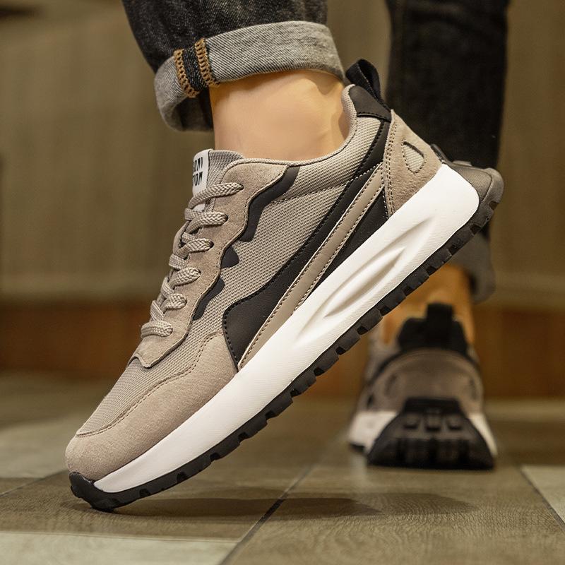 High quality leather Internet celebrity explosion platform men's shoes new mesh breathable sports casual shoes men's Forrest Gump tide shoes