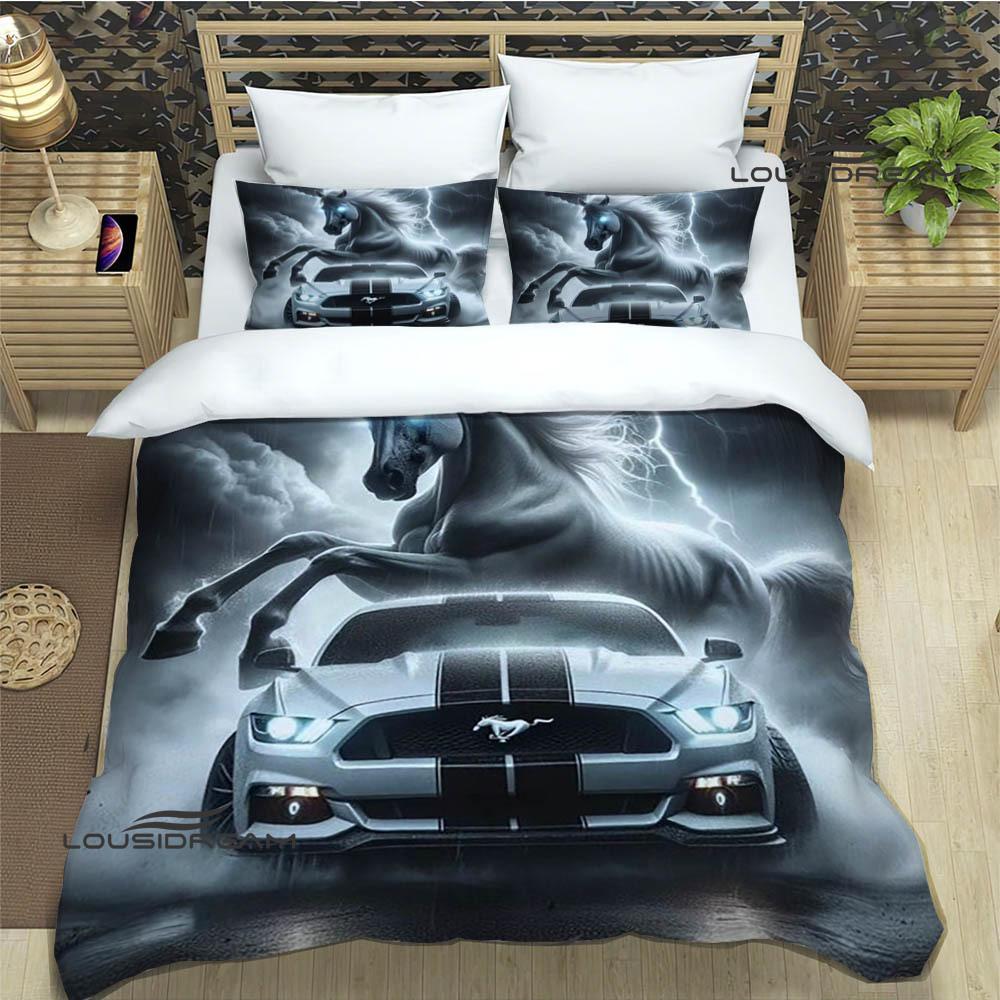 3D M-Mustang logo samochodu Pościel wykwintny zestaw pościeli poszewka na kołdrę zestaw kołdry pościel luksusowy prezent urodzinowy
