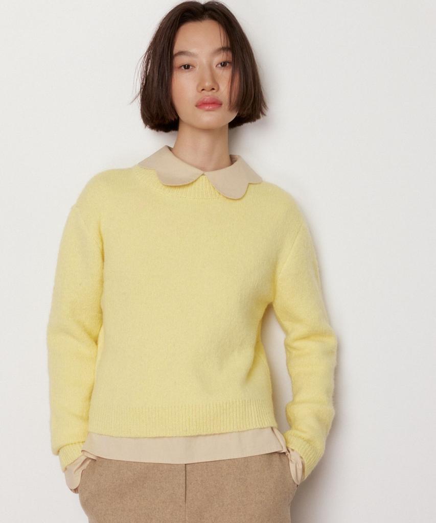 Okuka Back Zipper Wool Knit Top - Lemon Yellow