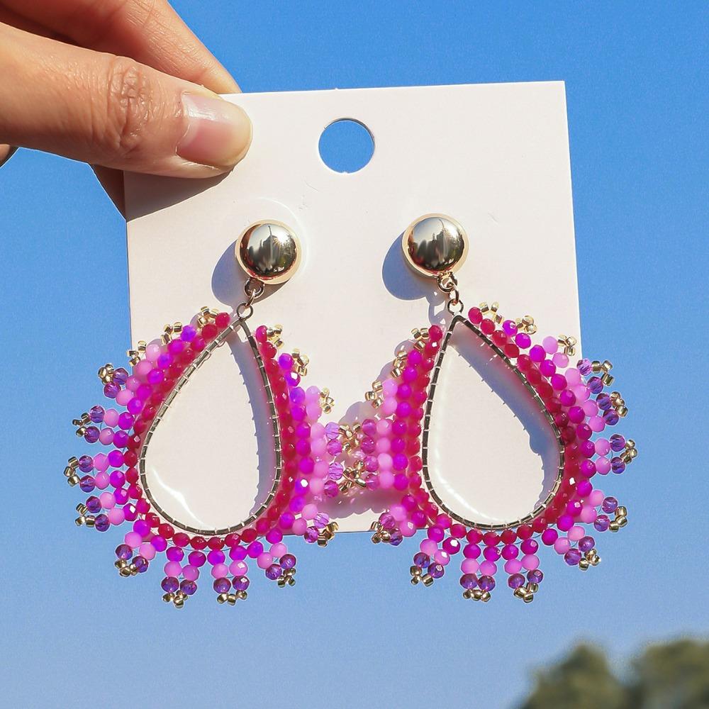 Colorful Teardrop Earrings Exquisite Waterdrop Earrings Fashion Crystal Beaded Earrings  For Women