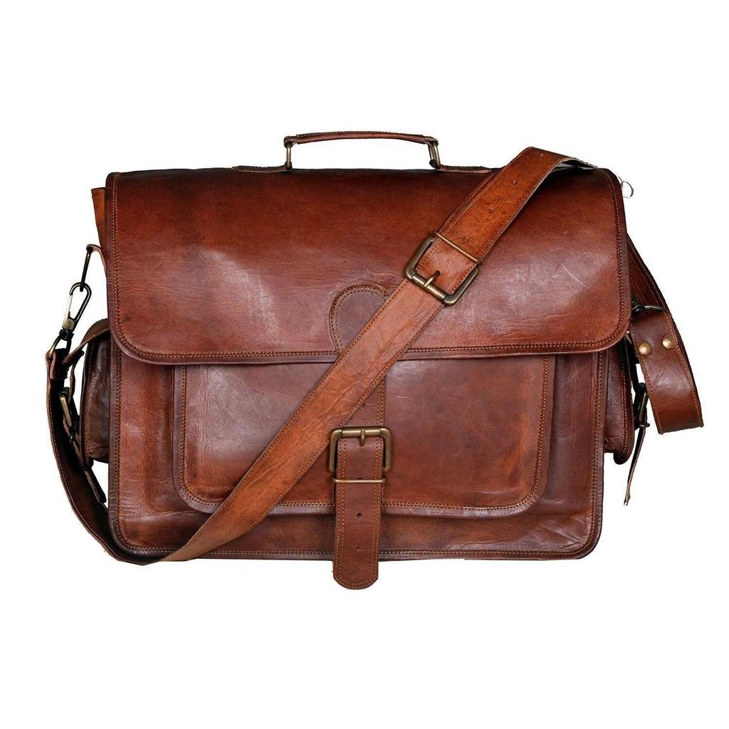 Bag Leather Vintage Laptop Genuine Messenger Men's Briefcase Satchel Shoulder