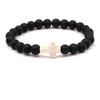 Trendy Beaded Bracelet With Natural Agate Stones - Stylish Cross Pendant Bracelet - Elegant Jewelry For Daily Wear