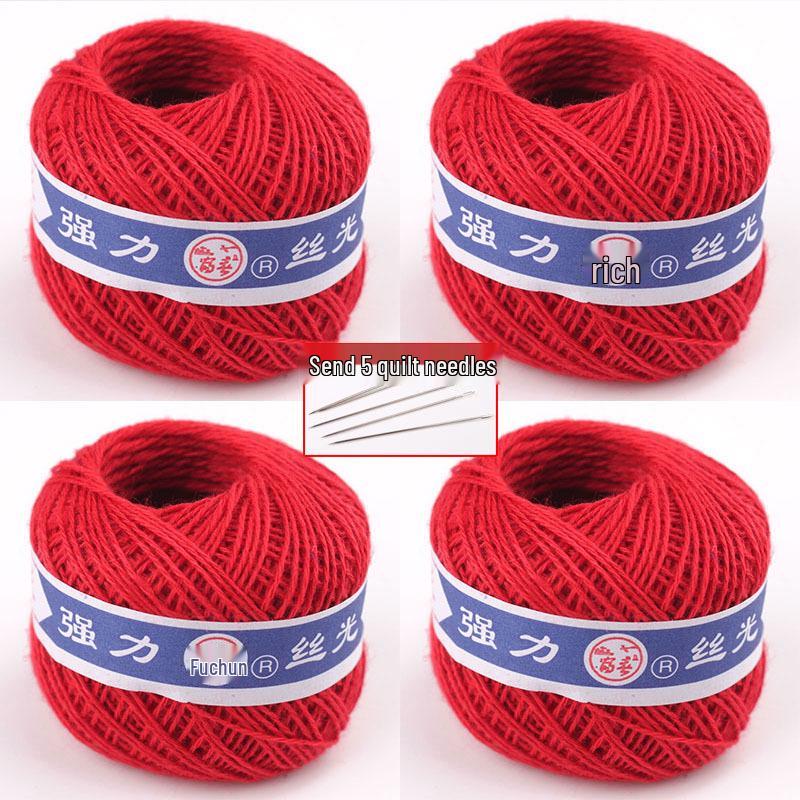 Thickened Cotton Thread Quilt Needle for Handcrafting: Red Duvet Cover, White Vintage Darning Ball