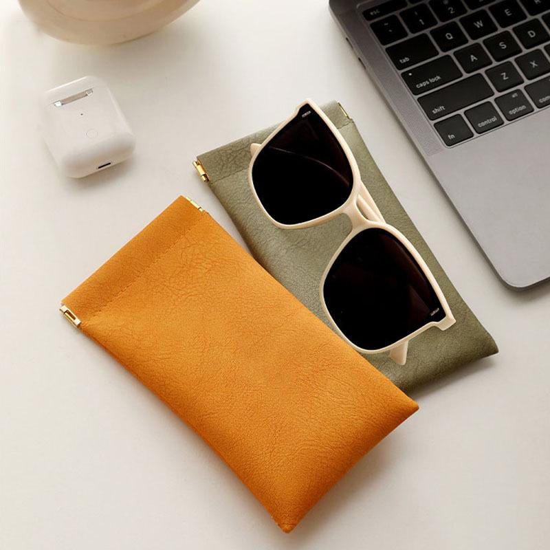 Borsa Porta Occhiali in Pelle PU Chiusura Automatica Custodia per Occhiali da Sole Pochette Impermeabile Copertura Protettiva per Occhiali Borsa Porta Occhiali