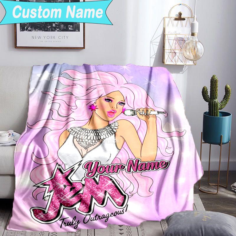 Custom Name Blanket Jem Anime Characters Blanket Bedding Blanket for Travel, Camping, Living Rooms, Offices, Sofas, Fan Christmas gift