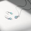 Aquamarine Earrings and Necklace March Birthstone Silver Light Birthday Accessories [FH.bird] Set, "Angel Stone", 925, Hypoallergenic, Rust-Resistant,
