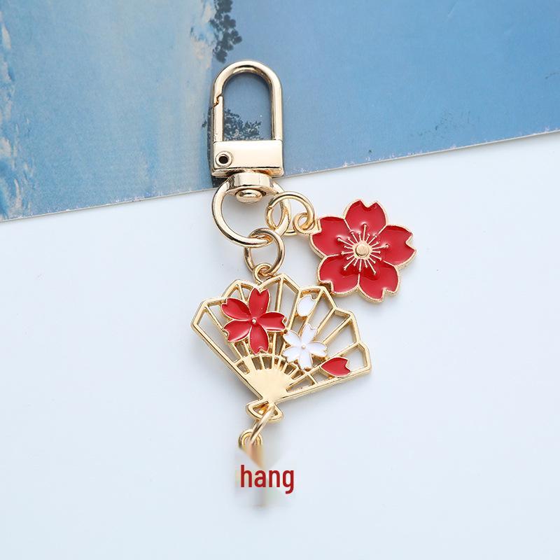 Cherry Blossom Fan Keychain: Heart-Shaped Best Friend Gift & Bag Accessory
