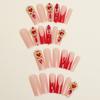 Popular long tube-shaped press-on nails, French light luxury ruby fake nails, detachable manicure nail pieces