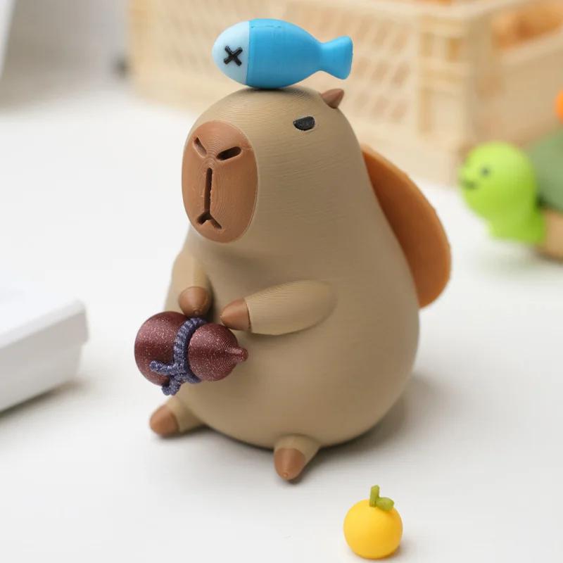 Capybara Magnetic Desktop Ornament 3d Printed Capybara Model Doll Decoration Dolphin And Fishing Figurine Collectible Gifts