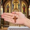 100Pcs Mini Wooden Crucifix Pendant With Beaded Chain For Keychain or Bag Charm Natural Wooden Jewelry Accessory