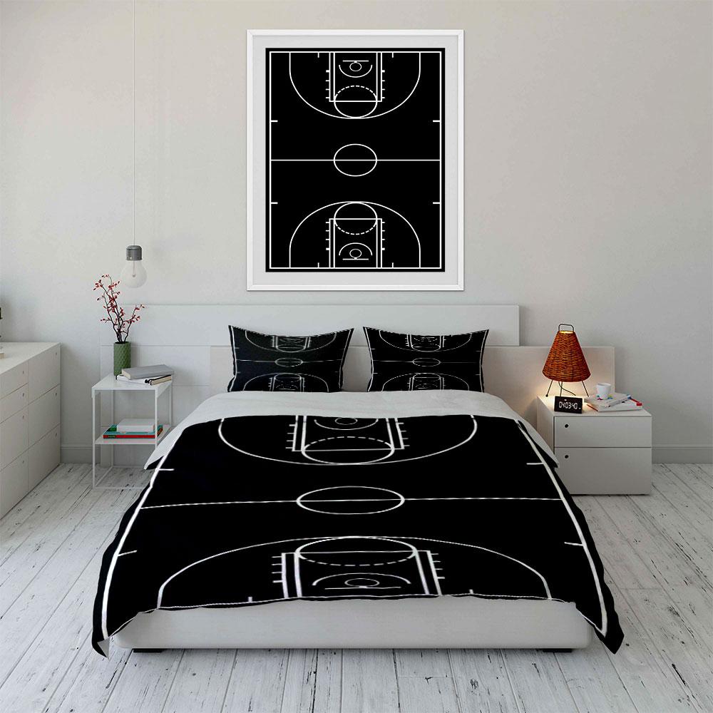 Schema delle linee del campo da basket. Set lenzuola Set copripiumino Copripiumini Federe(1*Copripiumino 2*Federe senza imbottitura piumone)