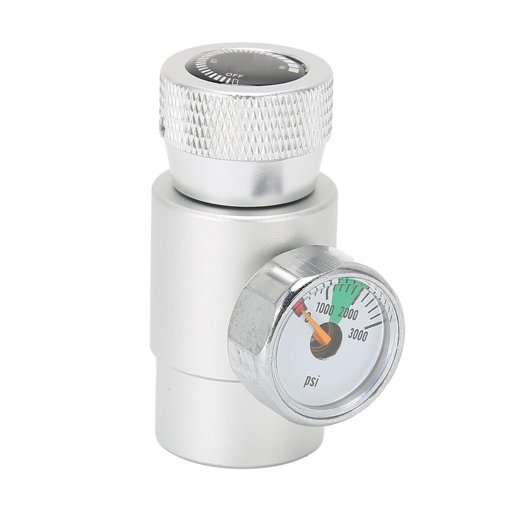 CO2 Refill Adapter Connector Gas Regulator Silver Soda ASA with 3000psi Pressure Gauge