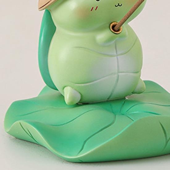 Yousheng Frog/Tortoise Incense Stick Holder with Lotus Leaf Phone Holder Cute Resin Desk Ornament for Home Office Table Shelf Decor