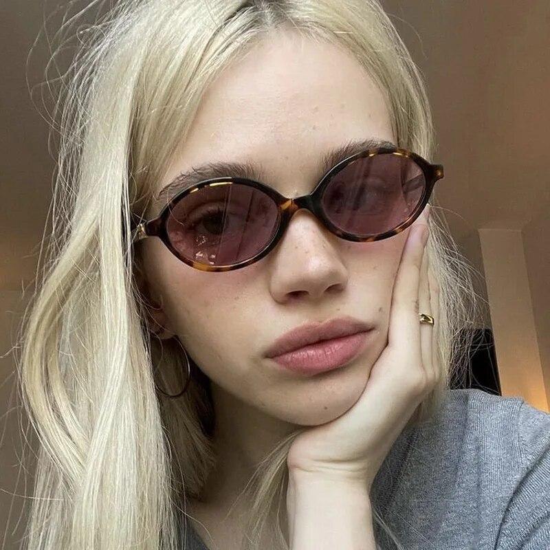 Sexy Small Oval Leopard Sunglasses Women Lovely Ins No Makeup Plain Glasses Frame Men Eyewear Cute Decorative Computer Glasses