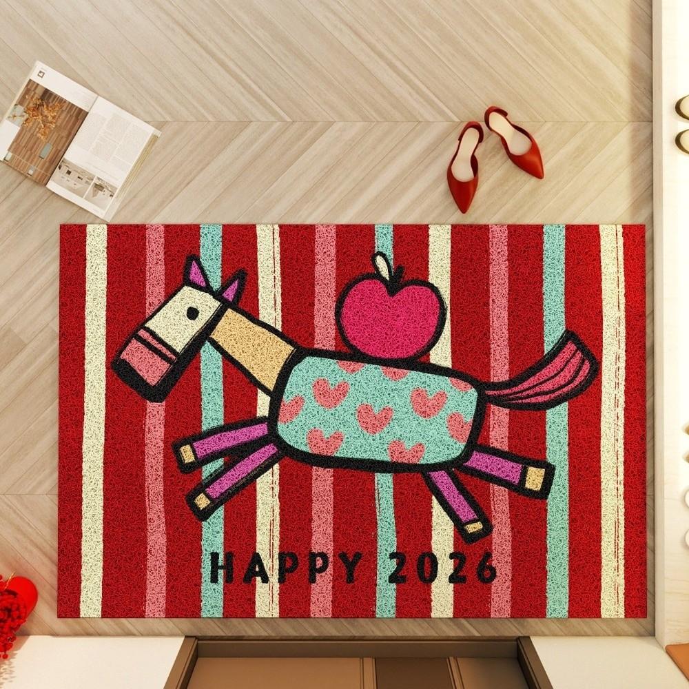 Wear-Resistant Chinese New Year Doormat Anti-slip Floor Mat Horse Pattern Carpet  Door Entrance
