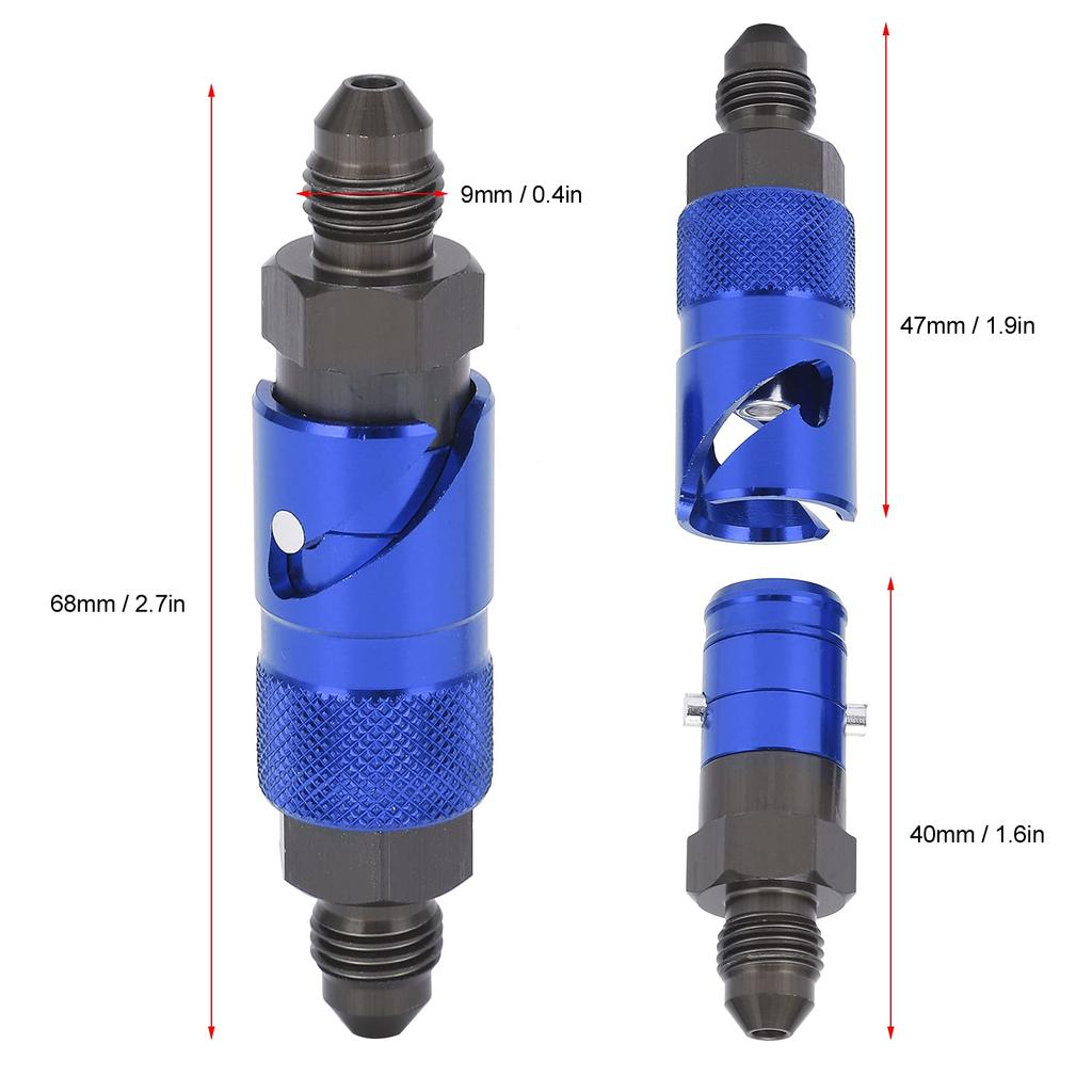 KIMISS Brake Line Quick Release Connection Adapter Aluminum Alloy Fitting for Fuel Fluid Hose (Blue)