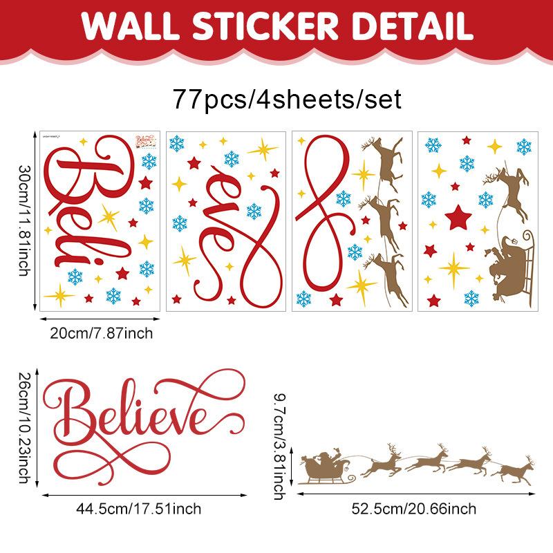 

Christmas Glass Window Stickers Self-Adhesive Snowflake Elk Holiday Party Santa Claus Wall Stickers 30*20cm*4pcs