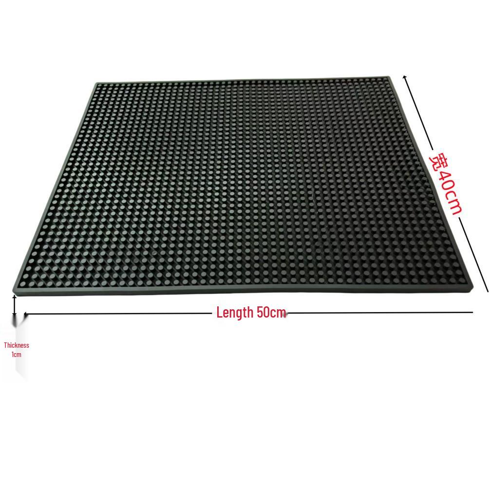 Black Non-slip Heat-insulating Rubber Bar Mat and Teaware Drainer Coaster