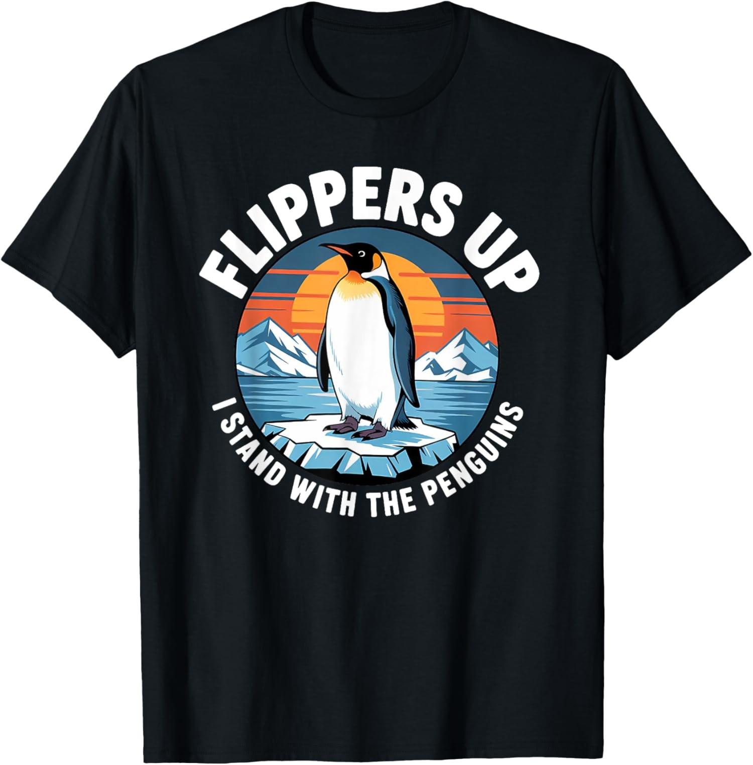 Resist Penguins Protest Against Design Funny Unisex T-Shirt S разноцветный