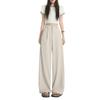 2026 Women's Black Slimming Wide-Leg Casual Pants, Plus Size, Soft Thin Fabric, Straight-Leg Design.