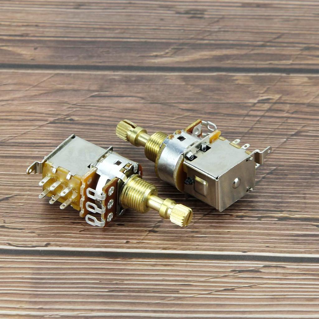 FLEOR 2pcs B500K Guitar Long Copper Split Shaft Guitar Tone Volume 18 Spline A500k+2pcs Push-Push Pots, Potentiometer,