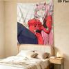 Franxx Zero Two Wall Tapestry Aesthetic Wall Hanging Printed Fabric Blanket Decorative Tapestries For Bedroom Living Room Home Decor