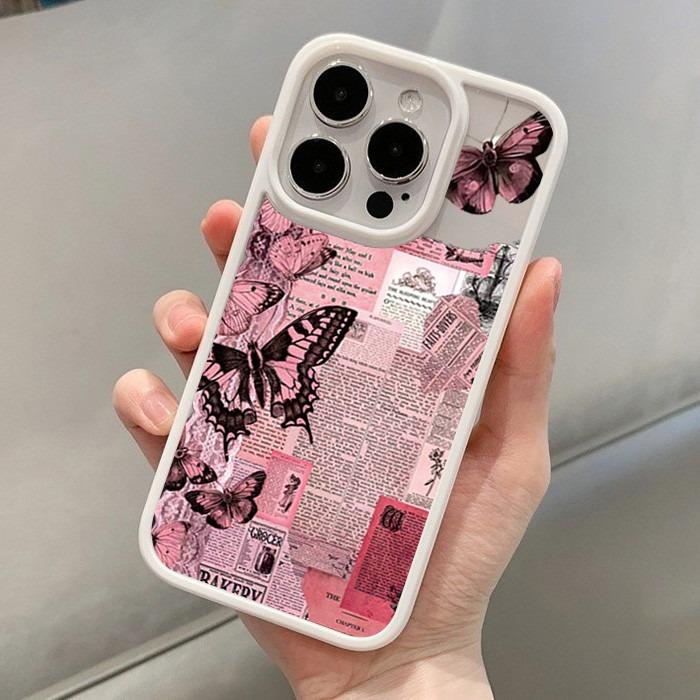 NIS Retro Růžový Motýl Pouzdro na Telefon Pro Samsung Galaxy S25 S24 Ultra A55 A56 A06 A16 A54 A35 A15 A34 5G S23 S22 FE Kryt