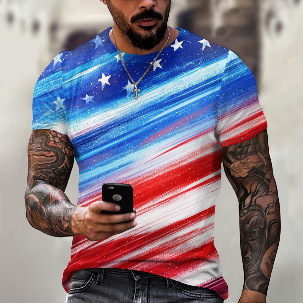 Męski modny T-shirt, odzież uliczna casual z krótkim rękawem