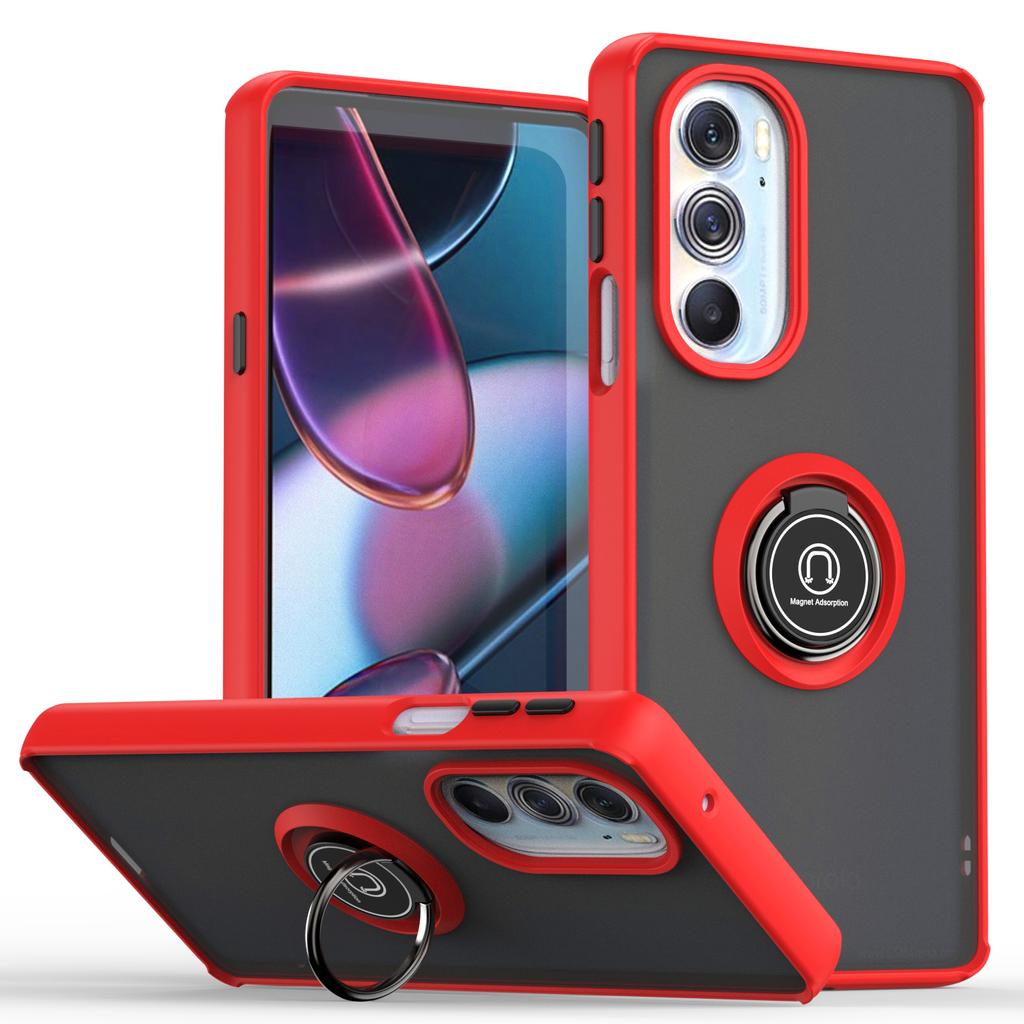 For Motorola Moto EDGE X30 Magnetic Holder Ring Stand Hard PC Back Cover PC Simple Shockproof Armor Ring Funda