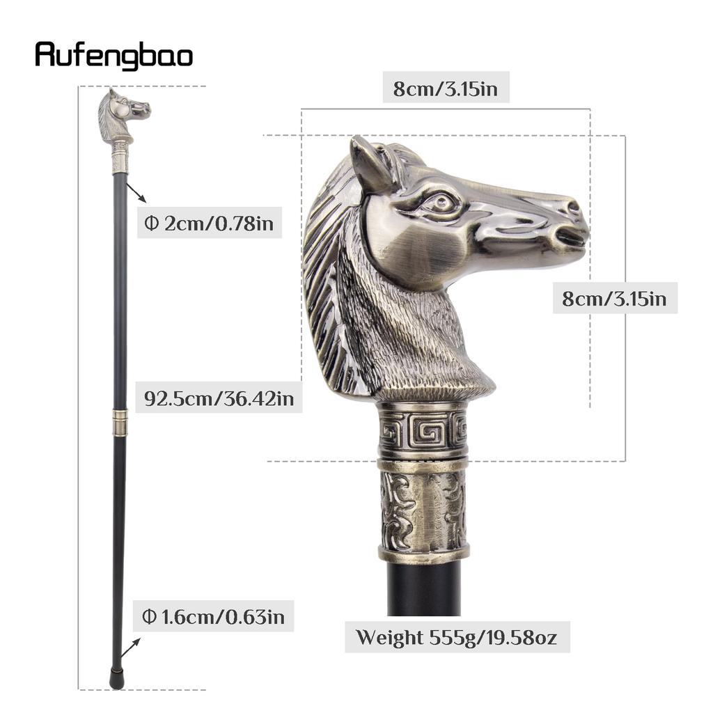 Bronze Color Race Horse Bristle Head Animal Fashion Stick Decorative Cospaly Vintage Party Fashionable Walking Cane Crosier 93cm