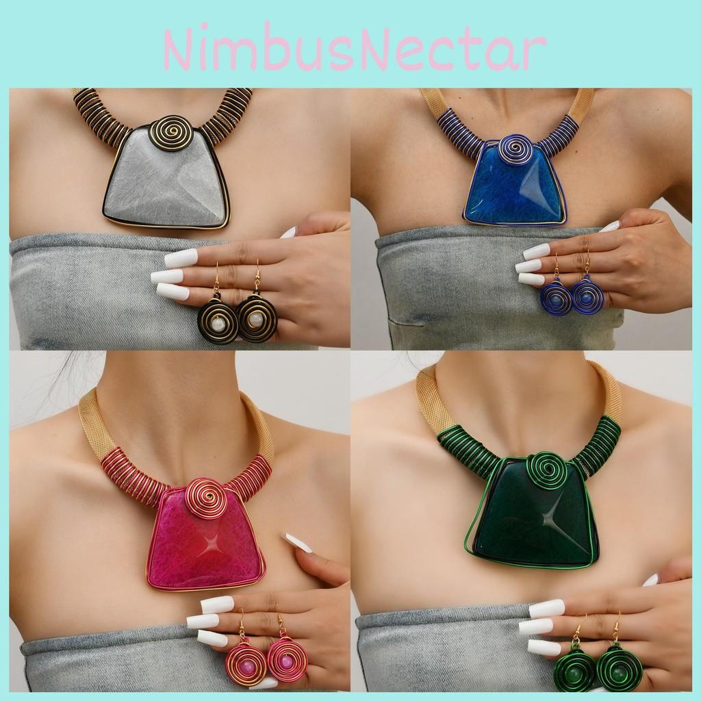 Resin Plastic And Jewelry Set With Large Gemstones And Elegant Water Chain For Fans Fashion
