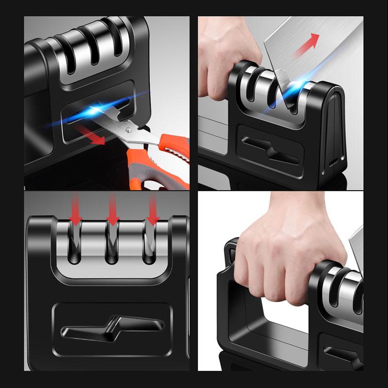 1pc Four-in-one Diamond Knife Sharpener Multi-functional Knife Scissors Manual Quick Knife Sharpening Tools Kitchen Accessories