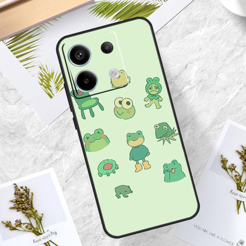 Cute Green Frog Case For Xiaomi Redmi Note 14 13 12 11 10 9 15 Pro Plus Redmi 15 10C 12C 13C 14C 15C Cover