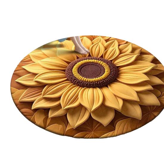 Yousheng Floor Mat Large Size Non-Slip Backing Plush Rug 3D Sunflower Design Door Mat Living Room Bathroom Kitchen Decoration