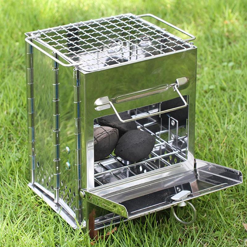 Buy Stainless Steel Square Wood Stove Folding Grill Picnic Stove