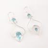 Natural Sky Blue Topaz Gemstone 925 Solid Silver Handmade Earrings 2.07" For Her EE-170-6