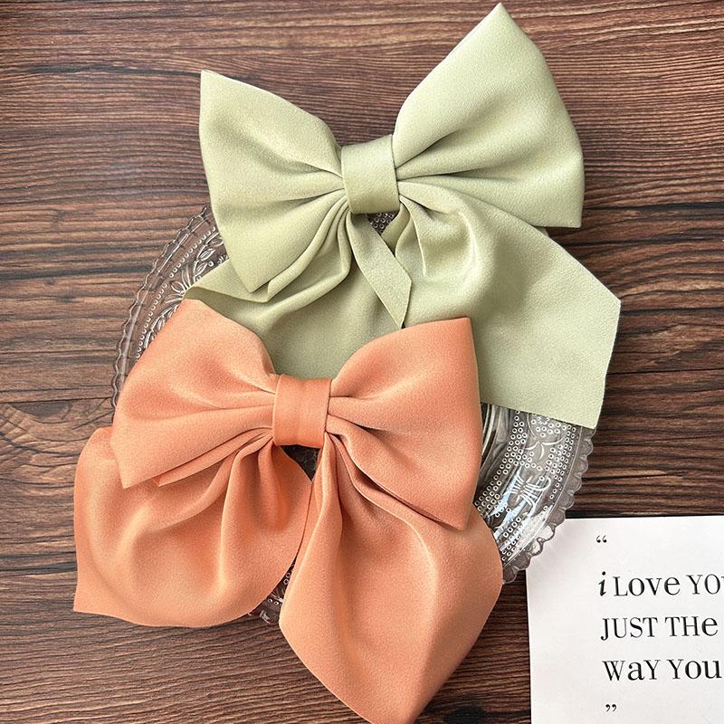Korean Solid Color Bow Hair Clips Elegant Ribbon Hairpins Barrettes For Women Girls Headwear Baby Ornament Hair Accessories Gift